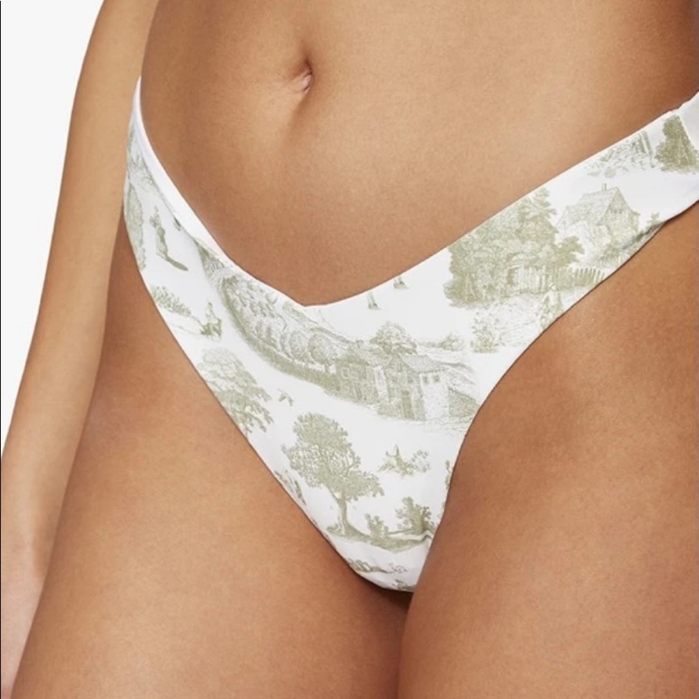 Delilah Vintage Toile Bikini Bottom in Sage